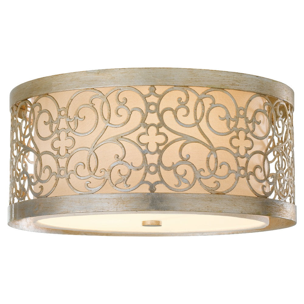 Murray Feiss 2 Bulb Silver Leaf Patina Flushmount - C140-FM339SLP