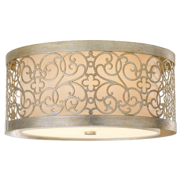 Murray Feiss 2 Bulb Silver Leaf Patina Flushmount - C140-FM339SLP