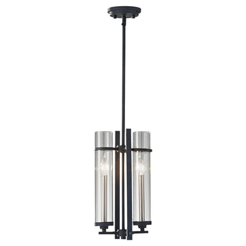 Murray Feiss 2 Bulb Antique Forged Iron / Brushed Steel Chandelier - C140-P1251AF/BS