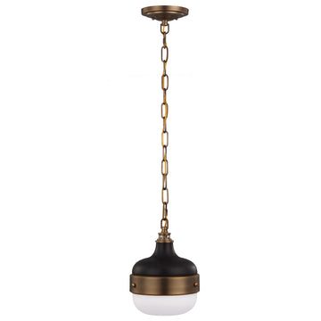 Murray Feiss 1 Bulb Dark Antique Brass / Matte Black Pendant - C140-P1282DAB/MB
