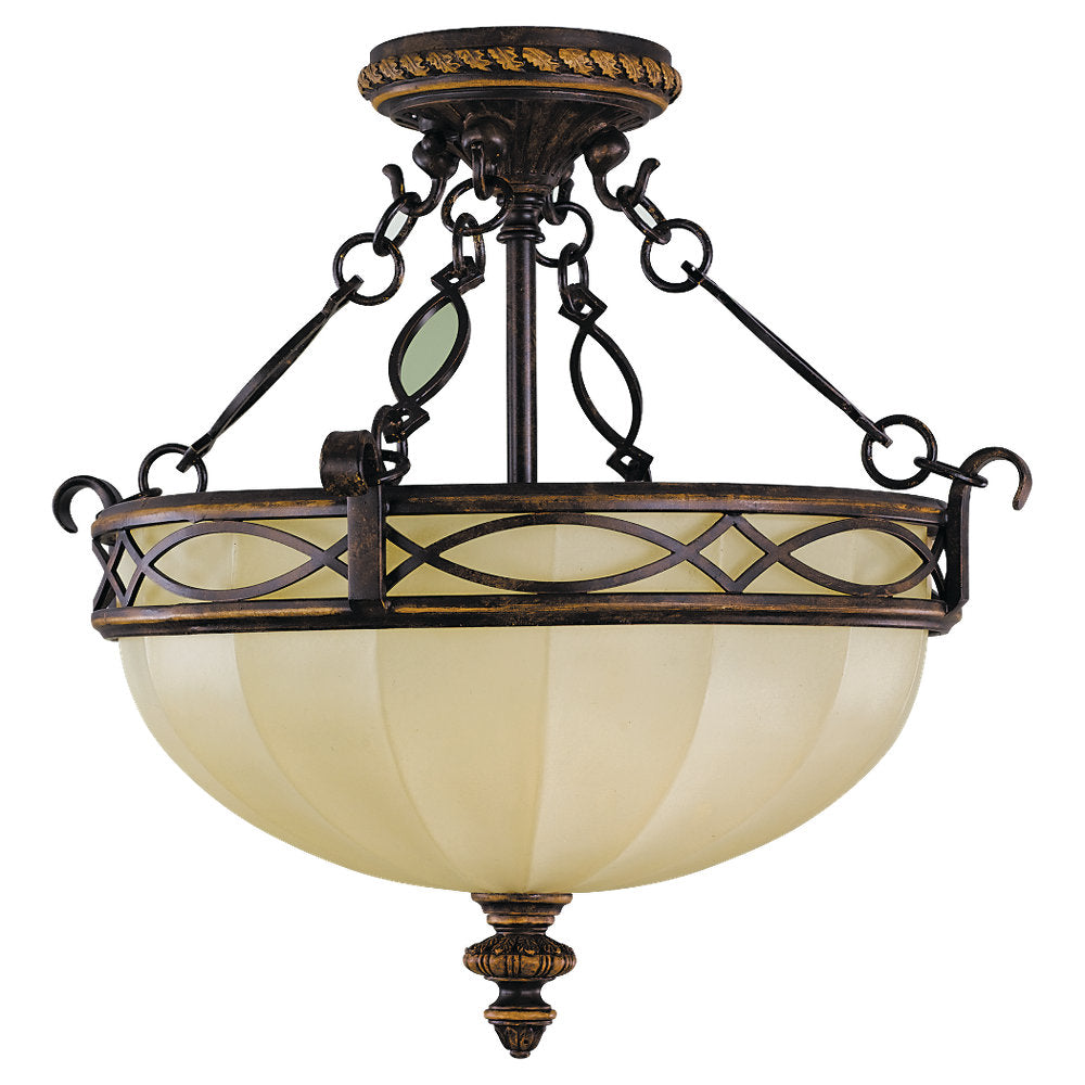 Murray Feiss 3 Bulb Walnut Semi flushmount - C140-SF220WAL