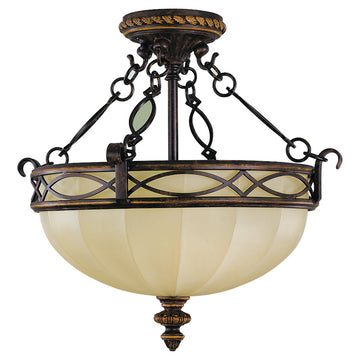 Murray Feiss 3 Bulb Walnut Semi flushmount - C140-SF220WAL