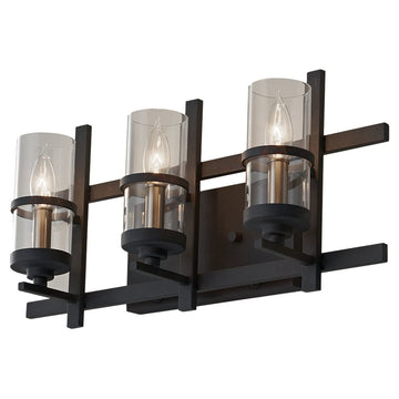 Murray Feiss 3 Bulb Antique Forged Iron / Brushed Steel Vanity Strip - C140-VS20003-AF/BS