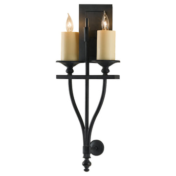 Murray Feiss 2 Bulb Antique Forged Iron Wall - C140-WB1469AF
