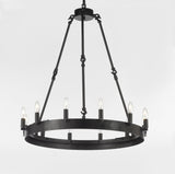 Wrought Iron Vintage Barn Metal Castile One Tier Chandelier Chandeliers Industrial Loft Rustic Lighting W 26" H 27" - A113-3428/12