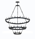 *CLOSEOUT PRICE - LIMITED QUANTITY LEFT* Wrought Iron Vintage Barn Metal Castile Three Tier Chandelier Chandeliers Industrial Loft Rustic Lighting W 38" H 65" - CO-3428/18+12+6