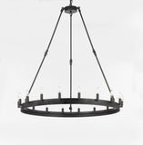 *CLOSEOUT PRICE - LIMITED QUANTITY LEFT* Wrought Iron Vintage Barn Metal Castile One Tier Chandelier Chandeliers Industrial Loft Rustic Lighting W 38" H 40" - CO-3428/18