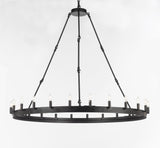 Wrought Iron Vintage Barn Metal Castile One Tier Chandelier Chandeliers Industrial Loft Rustic Lighting W 50" H 48" - A113-3428/24