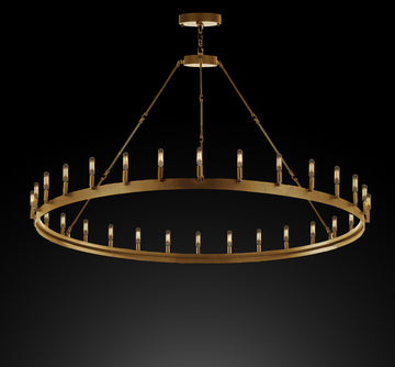 Inspired Camino Style Chandelier - Castile One Tier Wrought Iron Chandelier - Industrial Loft Rustic Lighting W63" x H49"