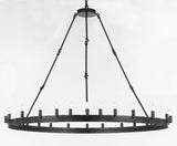 Wrought Iron Vintage Barn Metal Castile One Tier Chandelier Chandeliers Industrial Loft Rustic Lighting W 63" H 49" - A113-3428/30