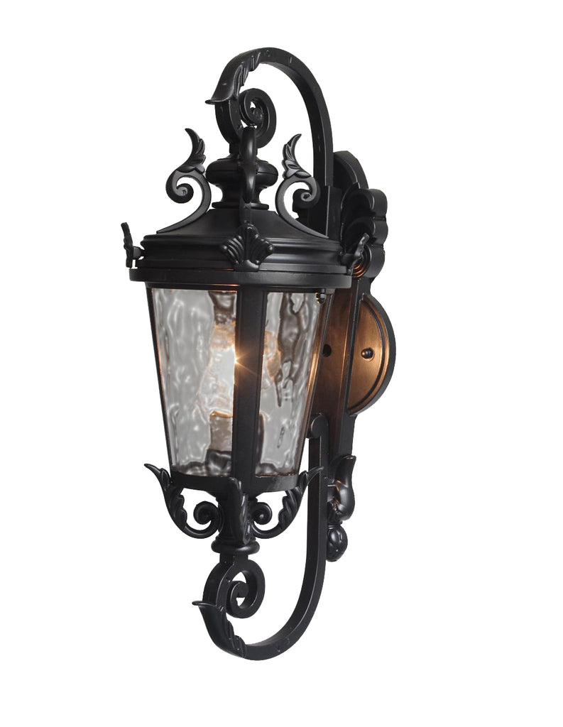 deCasa Marseille Traditional Outdoor Wall Light Fixture Black Steel Scroll 19" for Exterior House Porch Patio - G7-4583/19