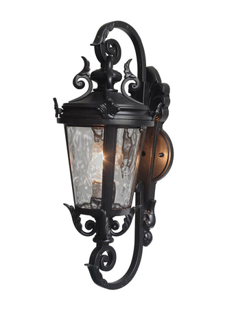 deCasa Marseille Traditional Outdoor Wall Light Fixture Black Steel Scroll 19" for Exterior House Porch Patio - G7-4583/19