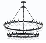 Castile Two Tier Wrought Iron Chandelier - Industrial Loft Rustic Lighting W63" x H60"