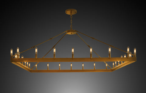 *CLOSEOUT PRICE - LIMITED QUANTITY LEFT* Wrought Iron Vintage Barn Metal Castile One Tier Square Chandelier Chandeliers Industrial Loft Rustic Lighting W 63" H 41" - CO-B48/CG/3428/52