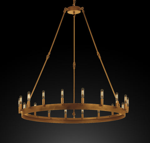 Wrought Iron Vintage Barn Metal Castile One Tier Chandelier Chandeliers Industrial Loft Rustic Lighting W 38" H 40" - A113-CG/3428/18