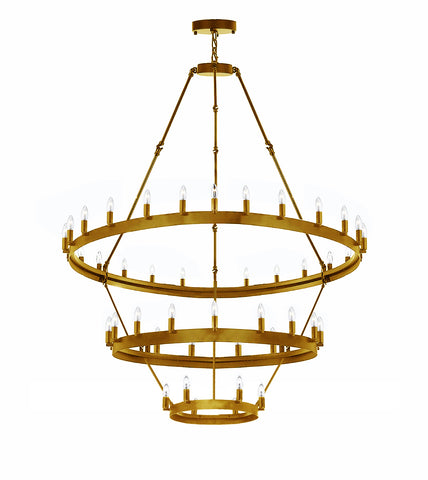 Wrought Iron Vintage Barn Metal Castile Three Tier Chandelier Chandeliers Industrial Loft Rustic Lighting W 38" H 65" - A113-CG/3428/18+12+6