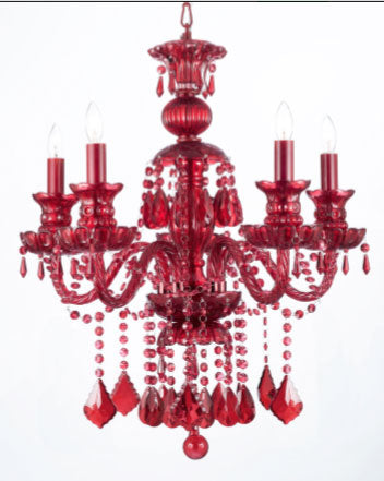 RUBY RED CRYSTAL CHANDELIER LIGHTING H30" x W24" - GO-J10-RED/3/26041/5