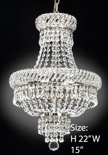 French Empire Crystal Chandelier Chandeliers Lighting Silver H22 X Wd15 3 Lights Empire - J10-448/3 SILVER