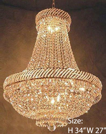 Swarovski Crystal Trimmed Chandelier French Empire Crystal Chandelier Lighting H34" X W27" - A500-448/12 Sw