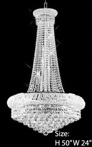 Swarovski Crystal Trimmed Chandelier French Empire Crystal Chandelier H50" X W24" - A500-Large/Silver/542/15 Sw
