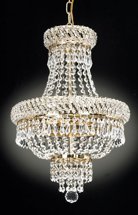 French Empire Crystal Chandelier Chandeliers Lighting Gold H22 X Wd15 3 Lights Empire - J10-448/3 GOLD