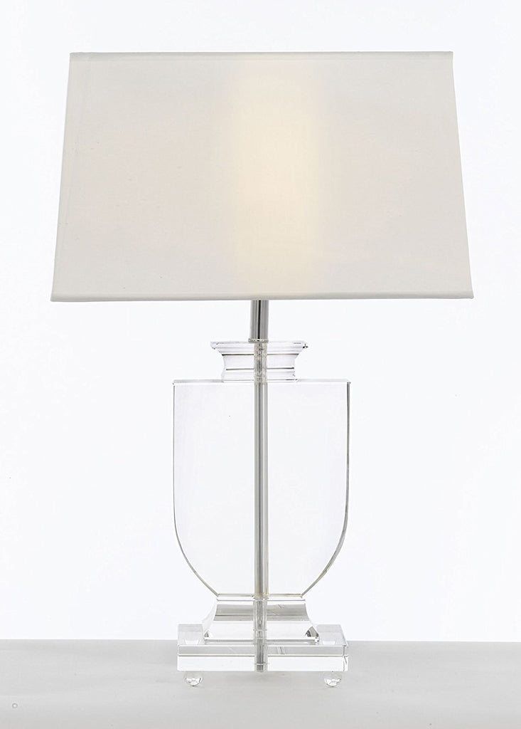 Crystal Urn Table Lamp with White Shade Modern Glass Contemporary Modern Lamp Desk, Bedside, Living Room, For Bedroom, Buffet - J10-GM-C0012T