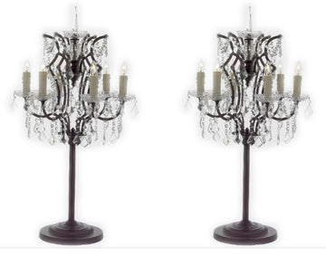 Set of 2 - Baroque Crystal 6 Light Table Lamp Bedside Lamp Desk Lamp - J10-SP-104-SET OF 2