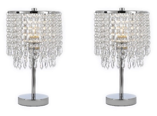 Set of 2 - Chrome Round Crystal Bedroom Desk Lamp Table Lamp Bedside Lamp - J10-SP-106-SET OF 2