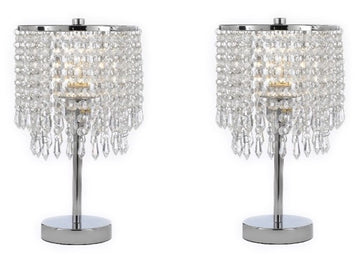 Set of 2 - Chrome Round Crystal Bedroom Desk Lamp Table Lamp Bedside Lamp - J10-SP-106-SET OF 2