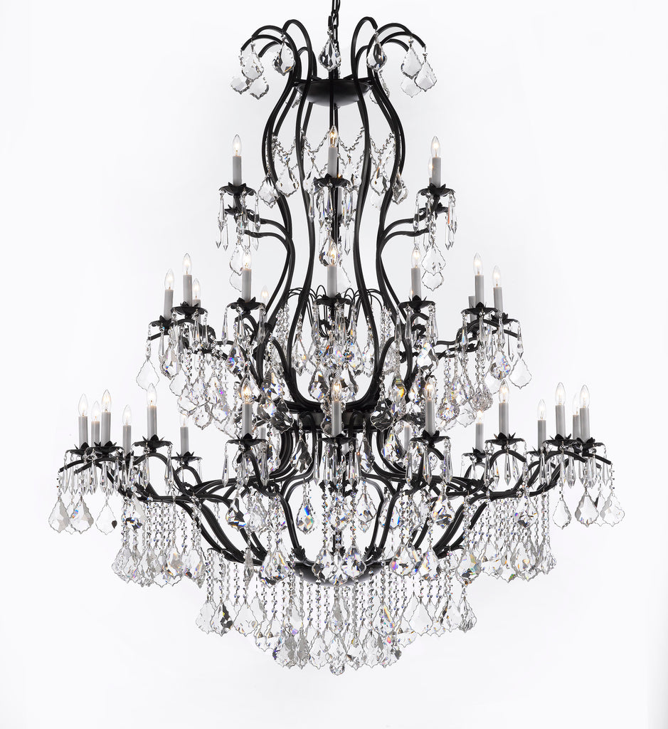 Large Foyer / Entryway Wrought Iron Chandelier Lighting With Crystal H60" X W52" - A113-3031/36