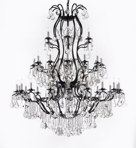 Large Foyer / Entryway Wrought Iron Chandelier Lighting With Crystal H60" X W52" - A113-3031/36