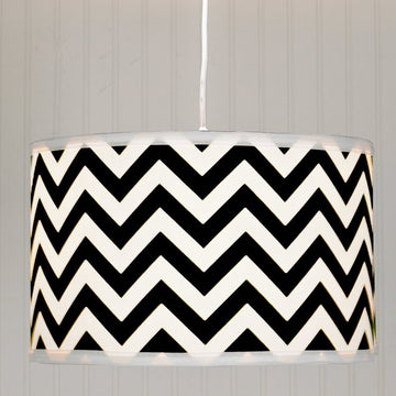 Chevron Fabric Drum Shade Pendant - F100-522