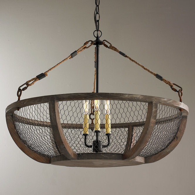 Chicken Wire Basket Chandelier - F100-455