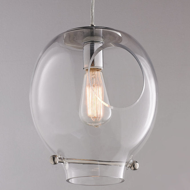 Chrome Rod Glass Pendant - F100-466