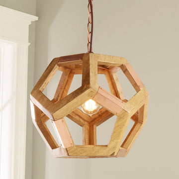 Copper Patch Wood Honeycomb Pendant - F100-560