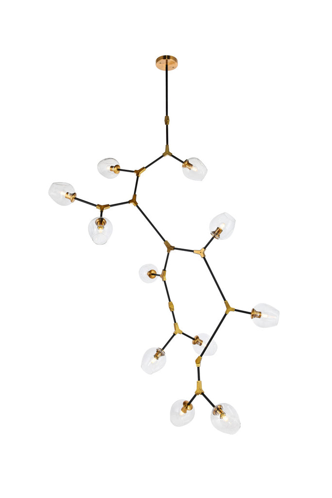 ZC121-1712G73LAB - Urban Classic: Cavoli 11 light in Light Antique Brass and Flat Black Pendant