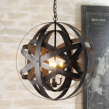 Double Metal Strap Globe Lantern - F100-253