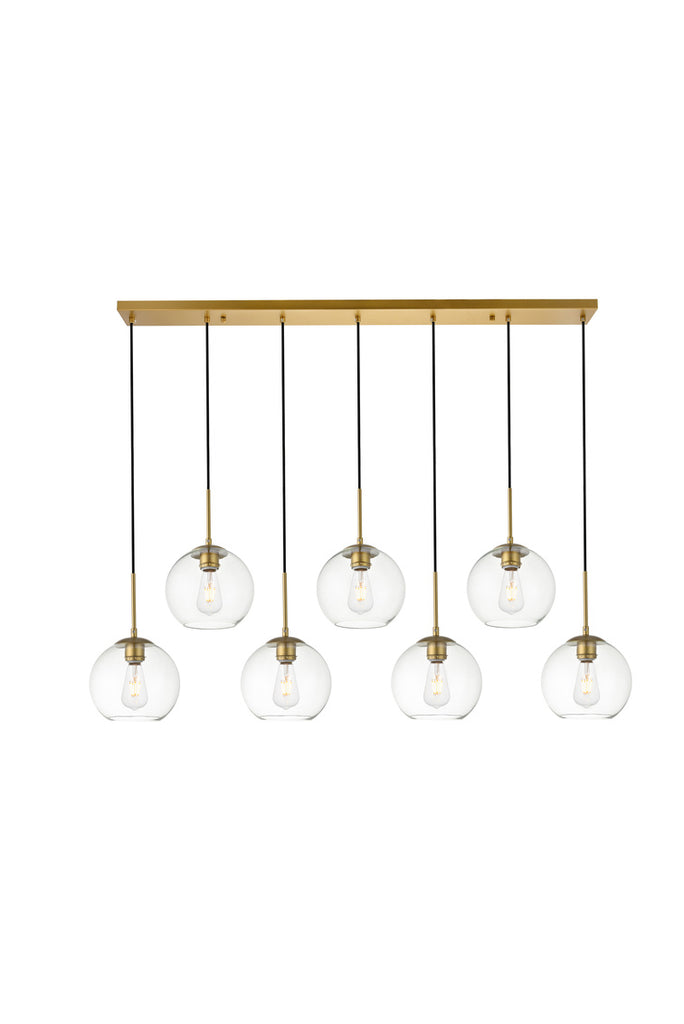 ZC121-LD2230BR - Living District: Baxter 7 Lights Brass Pendant With Clear Glass