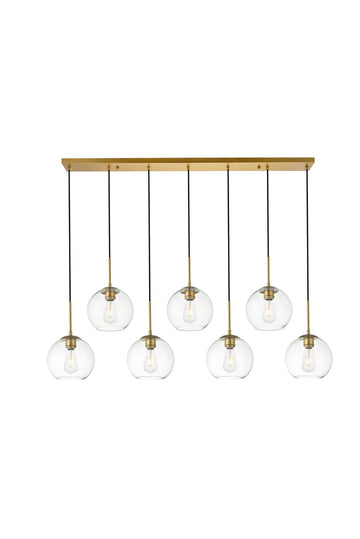 ZC121-LD2230BR - Living District: Baxter 7 Lights Brass Pendant With Clear Glass