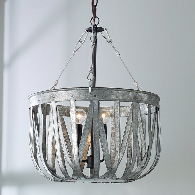 Galvanized Metal Basket Chandelier - F100-285