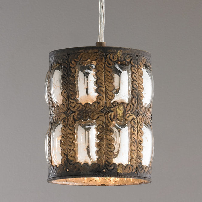Iron Pane Mercury Glass Pendant - F100-417