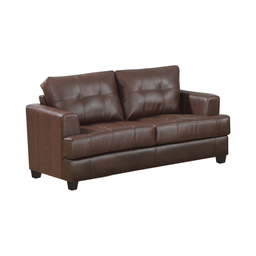 Set of 3 - Samuel Tufted Sofa + Loveseat + Chair Dark Brown - D300-10023