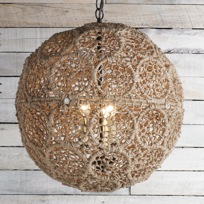 Macrame Jute Sphere Pendant Large - F100-230