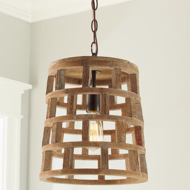 Modernist Rustic Wood Pendant - F100-557