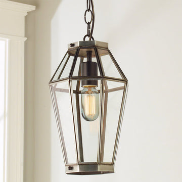 Octagon Metal And Glass Pendant - F100-586