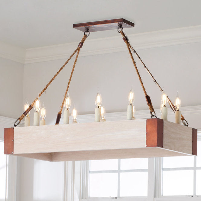 Rectangular Oak Farmhouse Chandelier - F100-502
