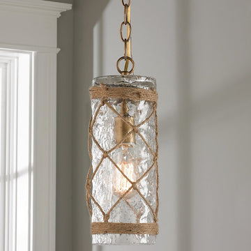 Rope And Glass Cylinder Pendant - F100-270