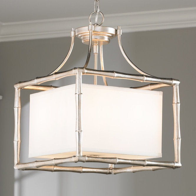 Silver Bamboo Square Shade Pendant - F100-324