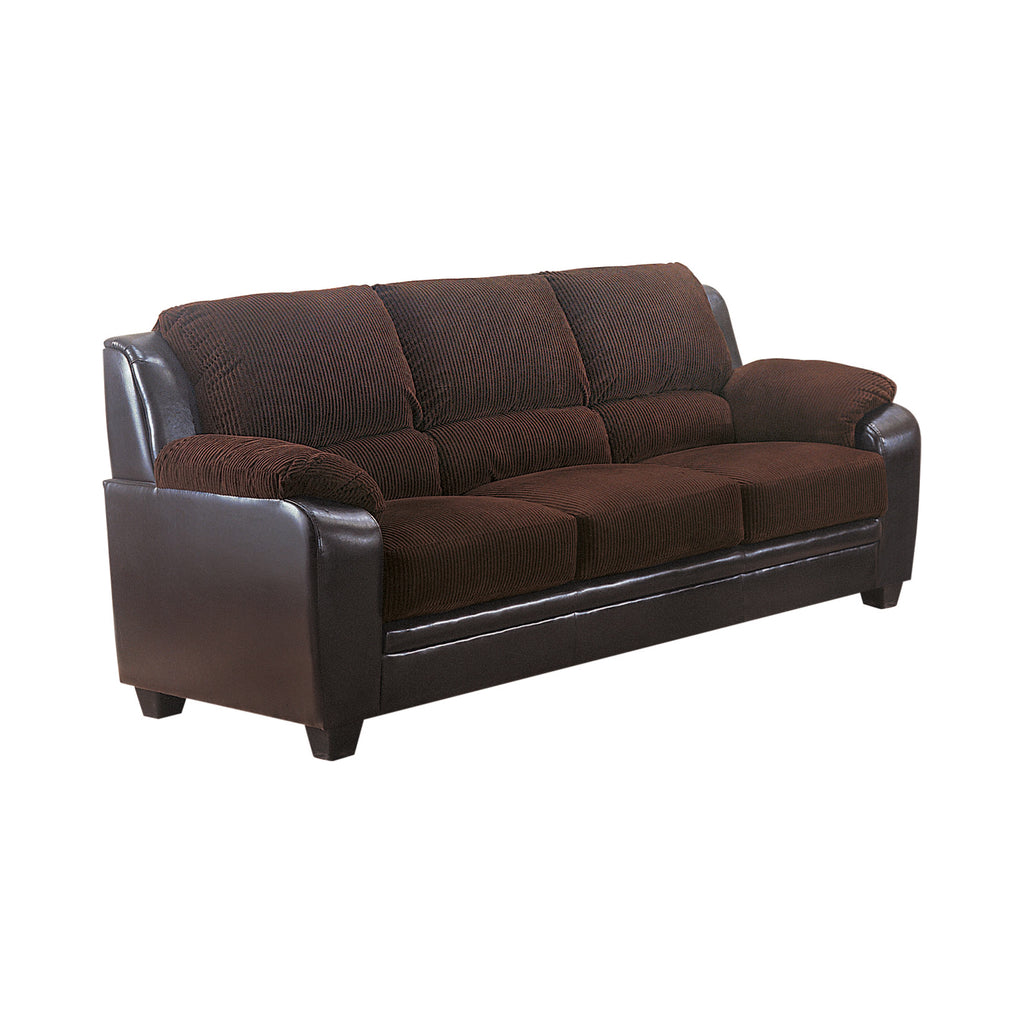 Set of 2 - Monika Upholstered Stationary Sofa + Loveseat Chocolate - D300-10014