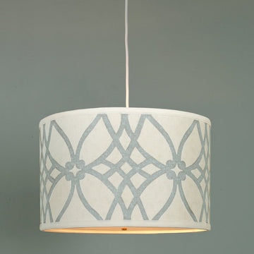 Trellis Linen Drum Shade Pendant - F100-302